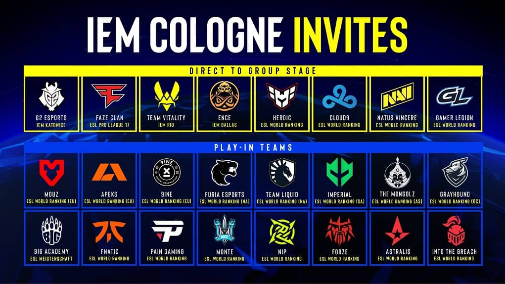 iem cologne daveti alan takımlar